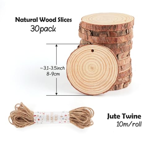 30 Pcs Wood Slices for Crafts (30 Count)