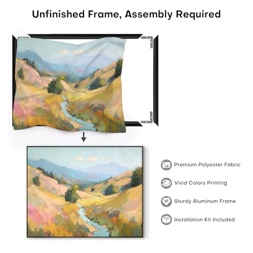 60"x72" Extra Large Framed Wall Art Golden Valley Light Landscape Illustration for Home Living Room Bedroom Decor
