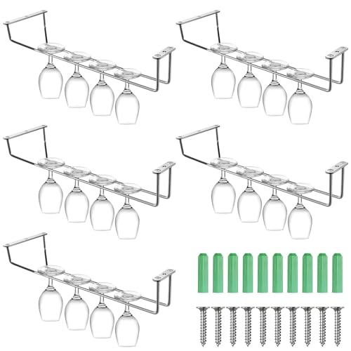 5 Pack Wine Glass Rack Stainless Steel Wine Glass Holder (5 Count)