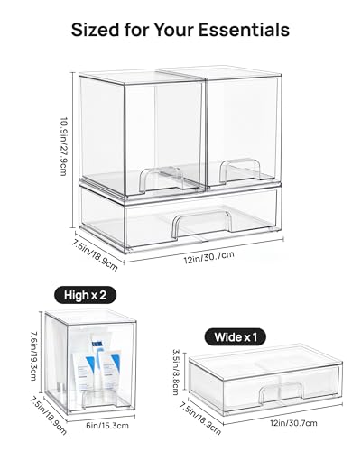 Clear Stackable Storage Drawers Set of 3 (3 Count)