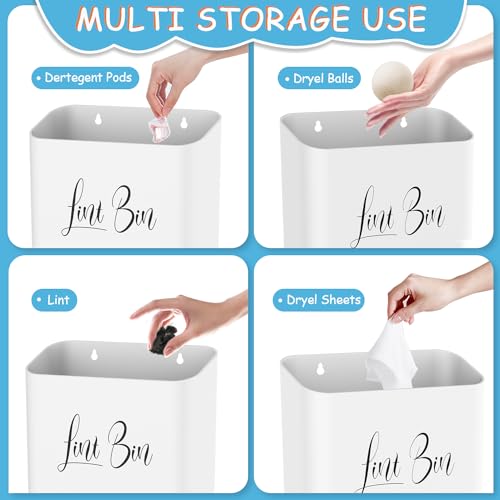 Magnetic Lint Bin for Laundry Room with Dryer Lint Brush