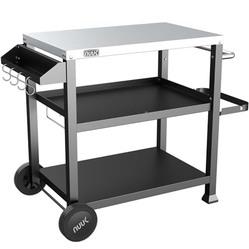 3 Shelf Grill Cart for Outdoor with Stainless Steel Top