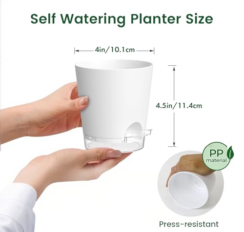 4 inch Self Watering Pots for Indoor Plants (5 Count)
