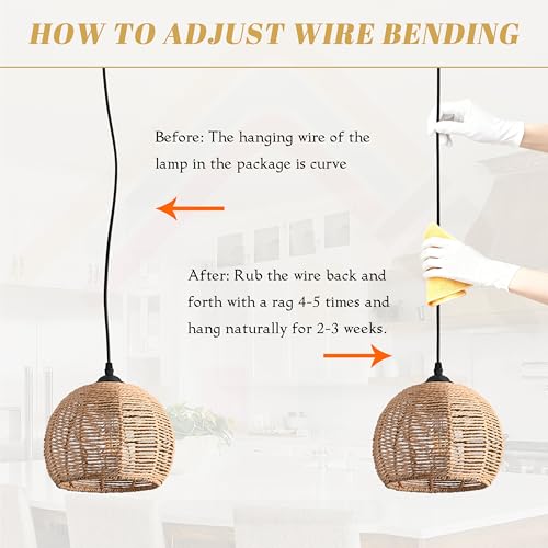 3 Light Mini Hemp Rope Woven Pendant Light Kitchen Island