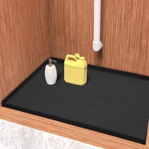 Waterproof Silicone Under Sink Mat 22'' x 22'' Shelf Liner for Kitchen and Bathroom (484 sq inch)