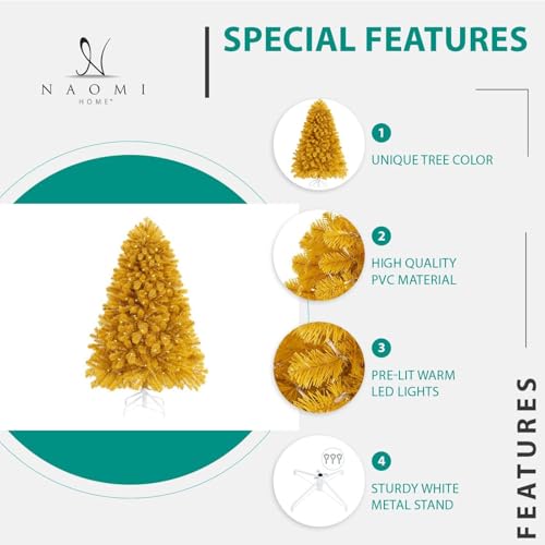 7.5ft Gold Christmas Tree with Lights