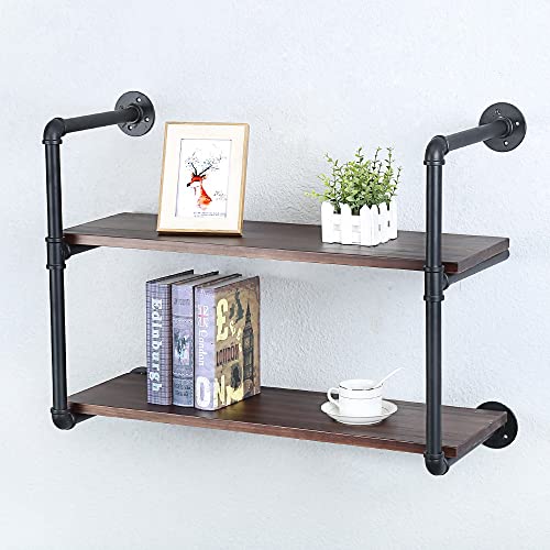 Industrial Pipe Shelves With Wood Planks