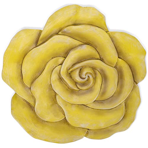 NAT & Jules Rose Flower Shaped Dimensional Indoor Outdoor 12 inch Cast Resin Decorative Garden Stepping Stone