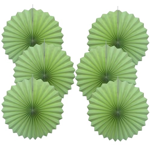 Green Party Decorations Lime Green Hanging Paper Fans DIY Set 16in
