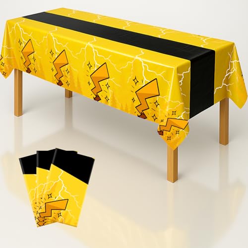 3 Pack Yellow Cartoon Plastic Birthday Tablecloths (3 Count)