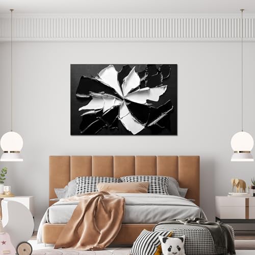 Abstract Wall Art Decor Modern Minimalist Wall Art Pictures for Living Room Black and White Wall Art Prints Abstract Canvas Art Wall Decor Flowers Artwork for Walls Office Home Decoration 32" X 48"