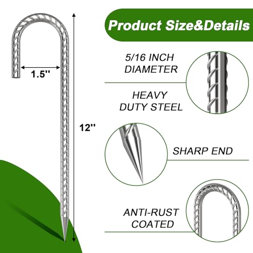 Rebar Stakes 12 Inch J Hook (16 Count)