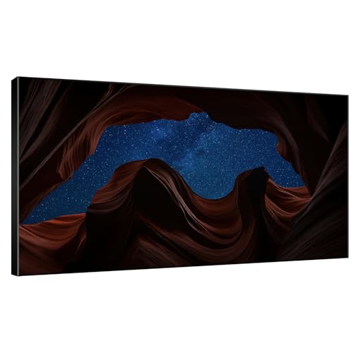 30"x60" Extra Large Framed Wall Art Starry Night Sky Through Antelope Canyon Rock Arch for Home Living Room Bedroom Decor