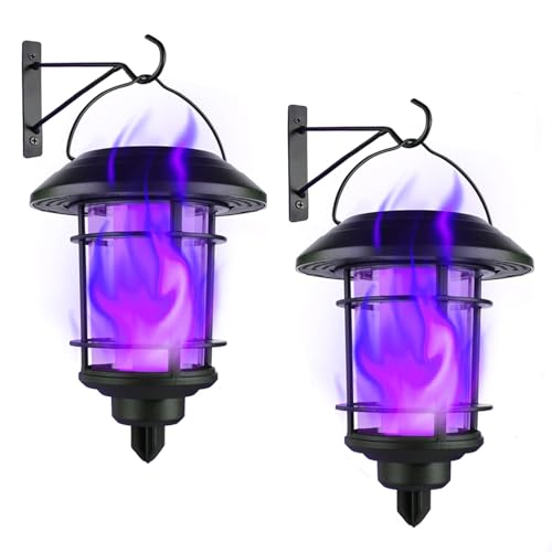 Solar Purple Flame Wall Lanterns (2 Count)