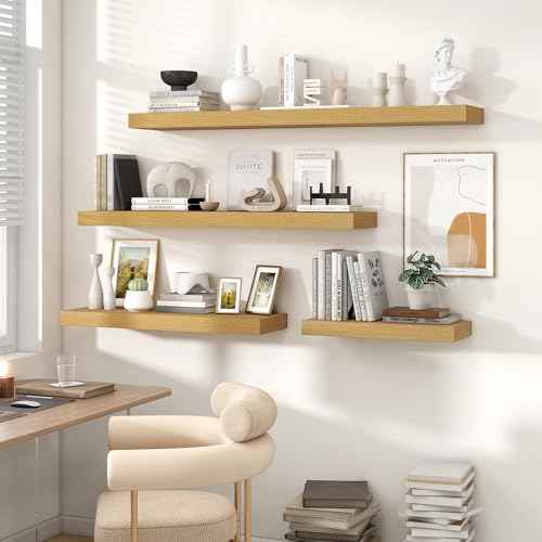 Floating Shelves 35.7" W x 10.3" D Oak Set of 1