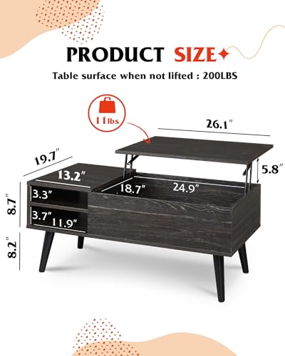 Lift Top Coffee Table with Hidden Storage