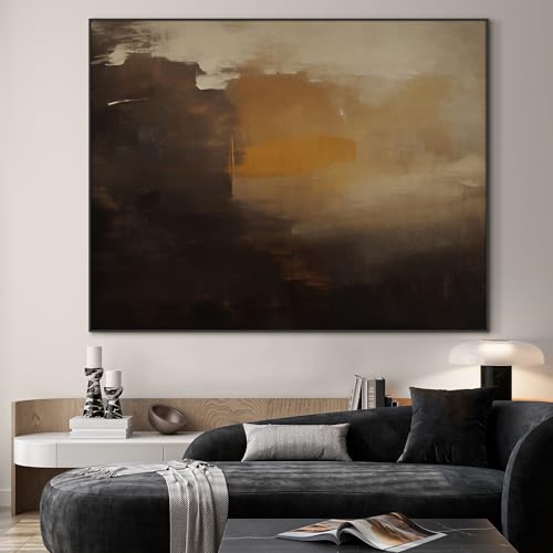 36"x46" Extra Large Framed Wall Art Abstract Dark Horizon Moody Landscape Illustration for Home Living Room Bedroom Decor