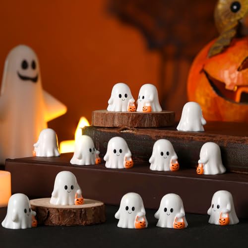 50 Pcs Halloween Mini Ghosts Figurines Resin Tiny Ghosts (50 Count)