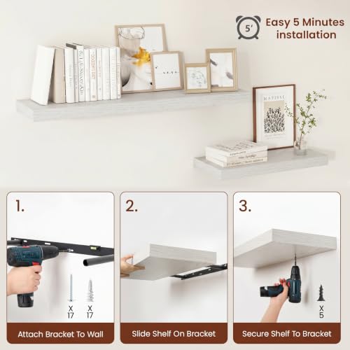 Deep Floating Shelves for Wall 16x12” Set of 2 (2 Count)