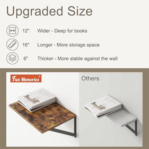Deep Floating Shelves for Wall (2 Count)