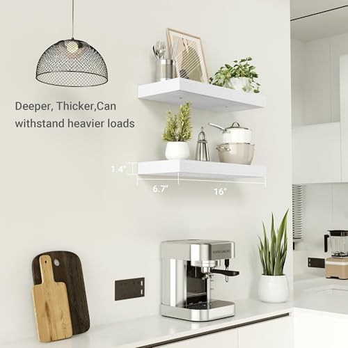 Floating Shelves for Wall Mounted 16 inch Set of 2 (2 Count)