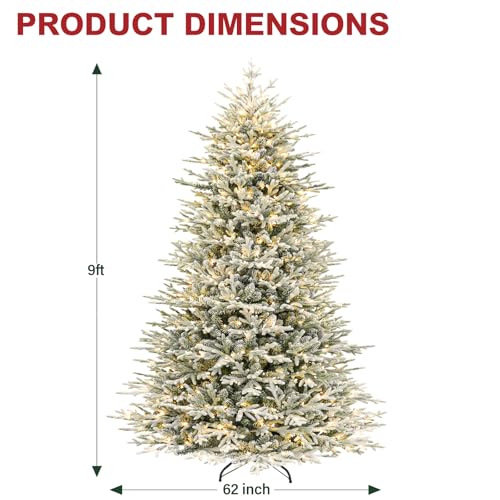 9 ft Prelit Flocked Christmas Tree with Realistic PE Foliage