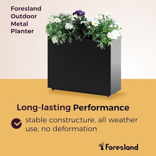 30" Tall Black Metal Planter with Middle Shelf