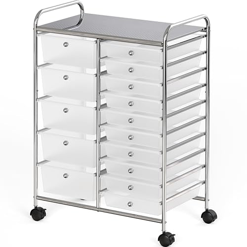 15 Drawers Rolling Utility Cart Art Craft Storage