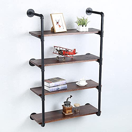 Industrial Pipe Shelves With Wood Planks
