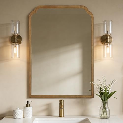 28" x 40" Wood Bathroom Mirror for Wall Mounted