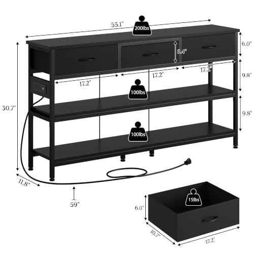 Entryway Table with Outlets