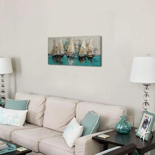 Framed canvas wall art Large Boats for living room Nature bedroom Decor Ocean landscape sailboat Canvas painting Ready to Hang Office Home Decoration sea poster Pictures