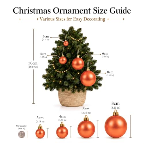 24ct Christmas Ball Ornaments Set Yellow Shatterproof Xmas Tree Hanging Decorations Perfect for Fall Thanksgiving Holiday Decor (24 Count)