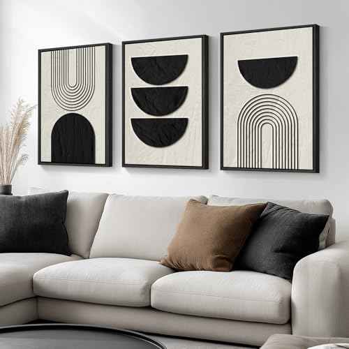 Large Framed Boho Neutral Abstract Wall Art (3 Count)