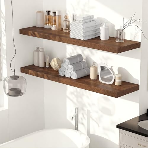 72 x 12 Deep Floating Shelves Wall Mounted Set of 1 Walnut