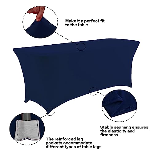 2 Pack 6FT Table Cloth for Rectangular Spandex Jean Blue Cover (2 Count)