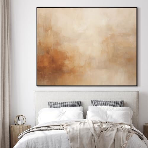 46"x60" Extra Large Framed Wall Art Beige Abstract Minimalist Neutral Illustration for Home Living Room Bedroom Decor