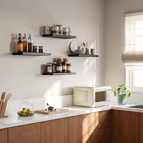 16’’Black Floating Shelves for Wall Set of 4 (4 Count)