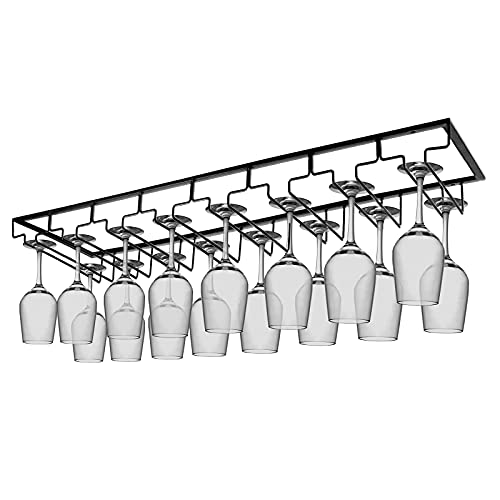 8 Row Wine Glass Rack Under Cabinet Large Capacity