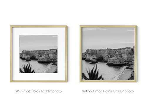 16x16 Gold Metal Picture Frames Matted to 12x12 (6 Count)