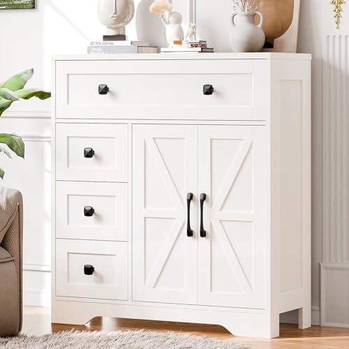 Farmhouse Storage Cabinet with 2 Doors and 4 Drawers