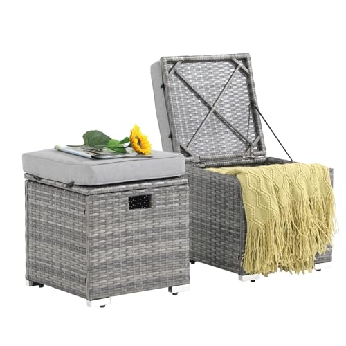 2 Piece Outdoor Patio Ottoman with Storage (2 Count)