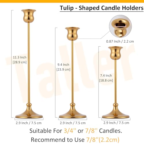 Taper Candle Holder Tall Vintage Metal Candlestick Holders Candle Stick Candelabra for Halloween Thanksgiving Christmas Holiday Wedding (6 Count)