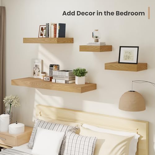 16 x 12 Deep Floating Shelves Wall Mounted Set of 2 Oak (2 Count)