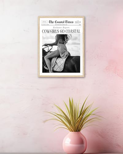 8x10in Cowgirls Go Coastal Framed Newspaper Wall Art