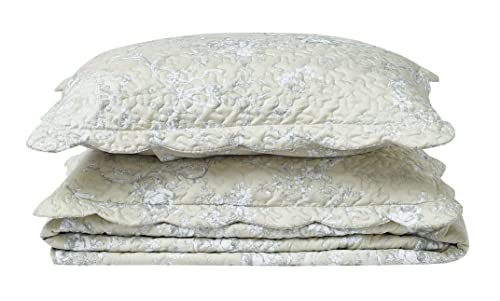 Classic Grey Floral Toile in Beige Background (3 Count)