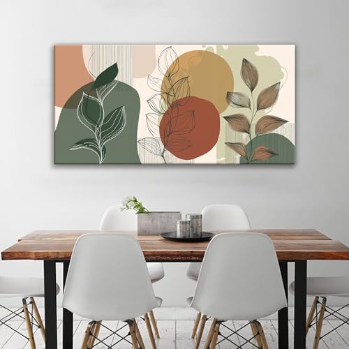 Green Canvas Art Wall Decor Abstract Boho Wall Art For Living Room 24x48