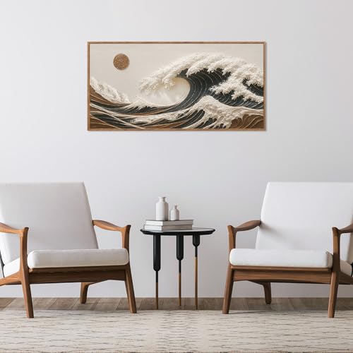Boho Sea Great Wave Framed Canvas Wall Art