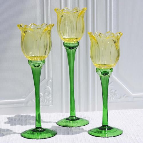 Yellow Tulips Candle Holders Set of 3 (3 Count)