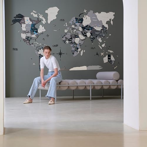 Handmade 3D Wood World Map Wall Art Large Wall Decor Track Your World Travels